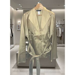 Jones New York Collection Silk Wrap Blazer Champagne Gold Size XL